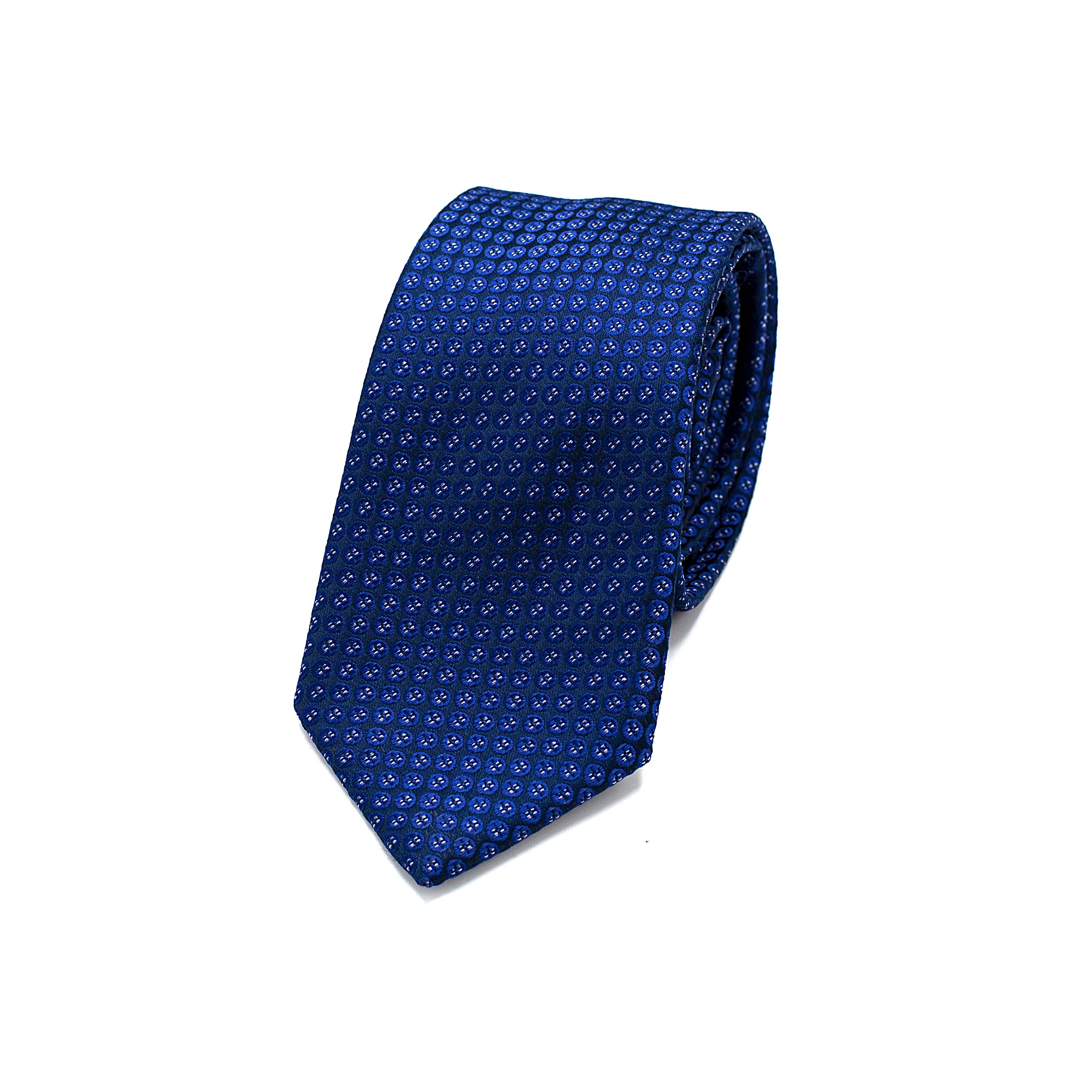 BLUE MIDNIGHT MOSAIC TIE AND POCKET SQUARE SET