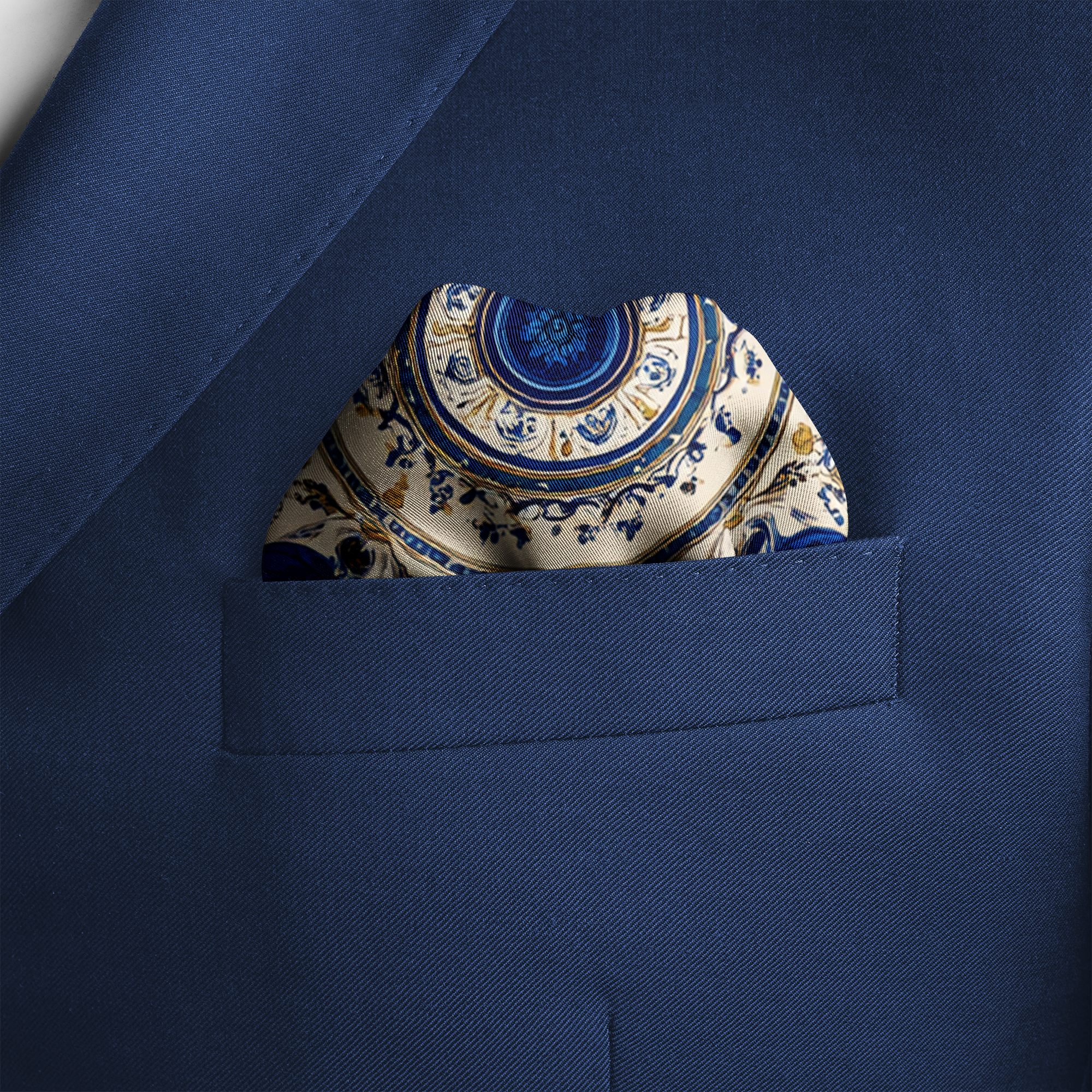 AZURE BLOOM SILK POCKET SQUARE