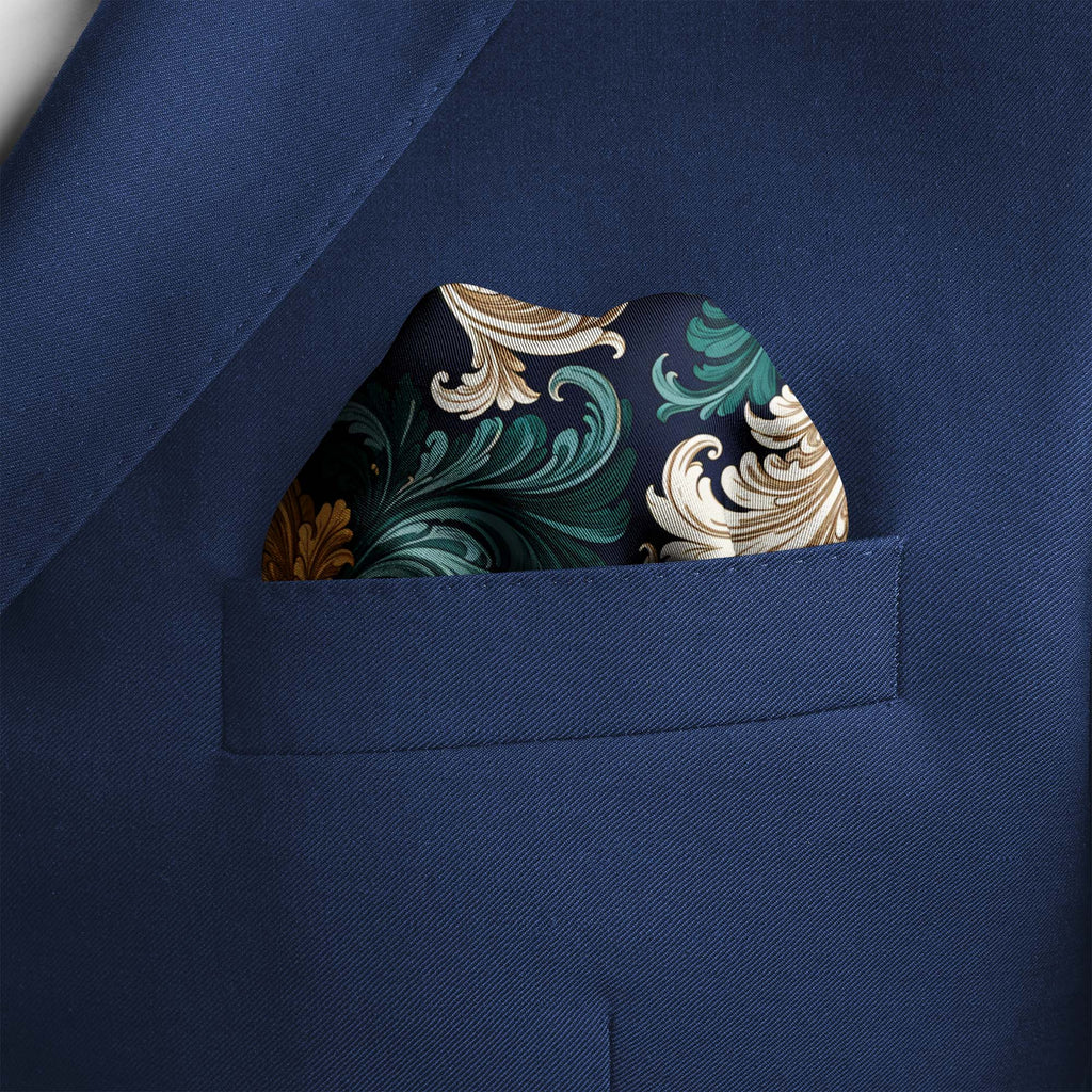 EMERALD BAROQUE SILK POCKET SQUARE