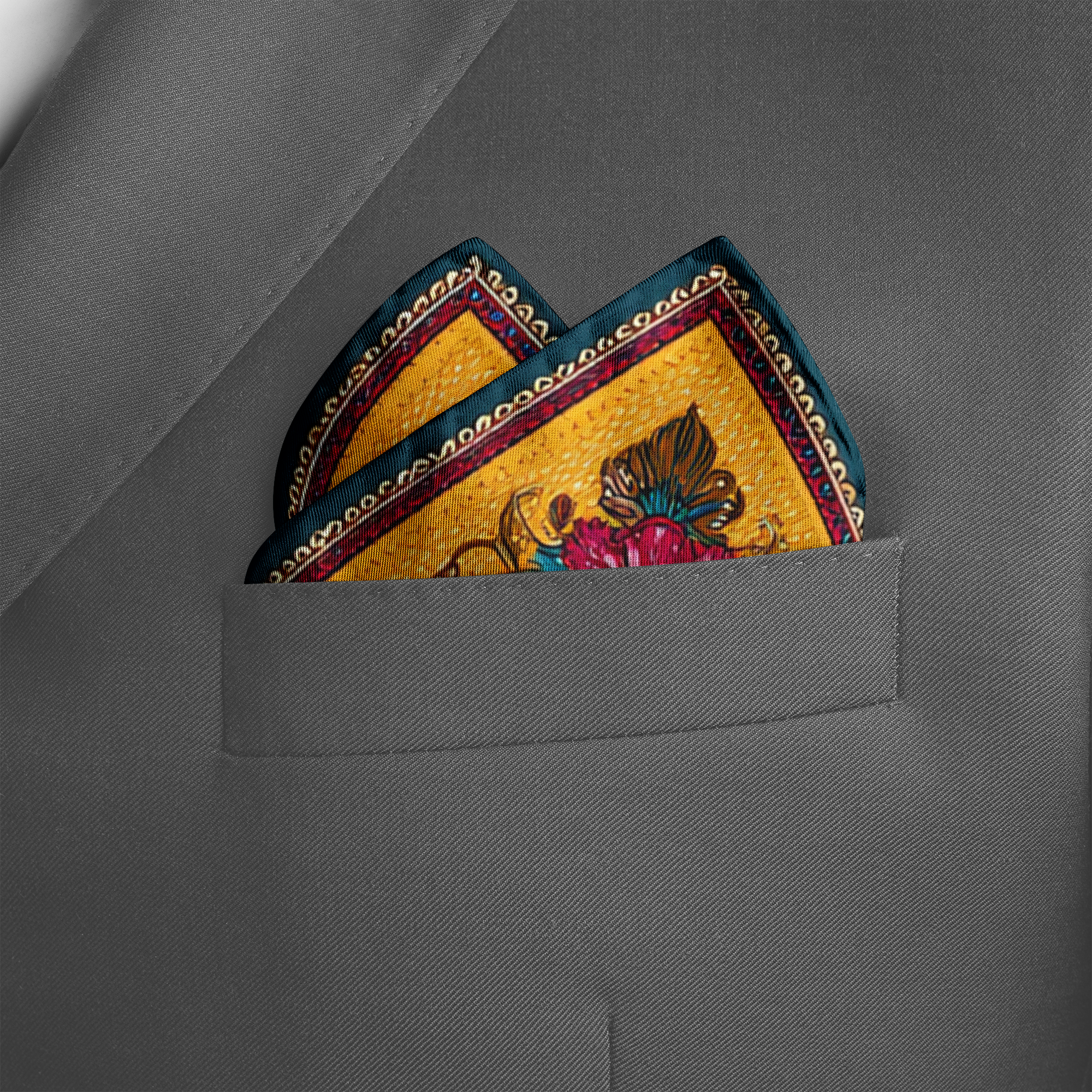 MARIGOLD BLOOM SILK POCKET SQUARE
