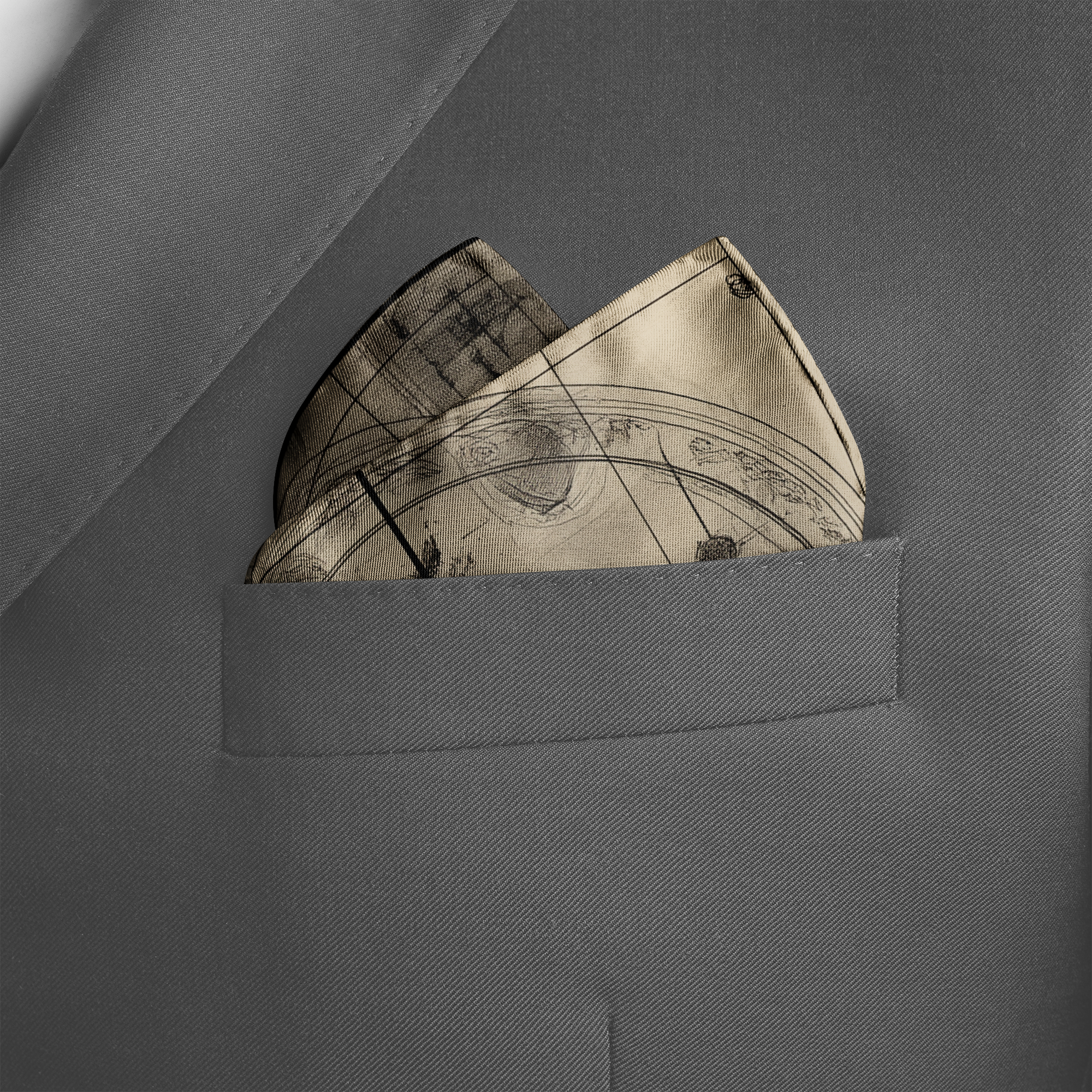 RAVEN SILK POCKET SQUARE