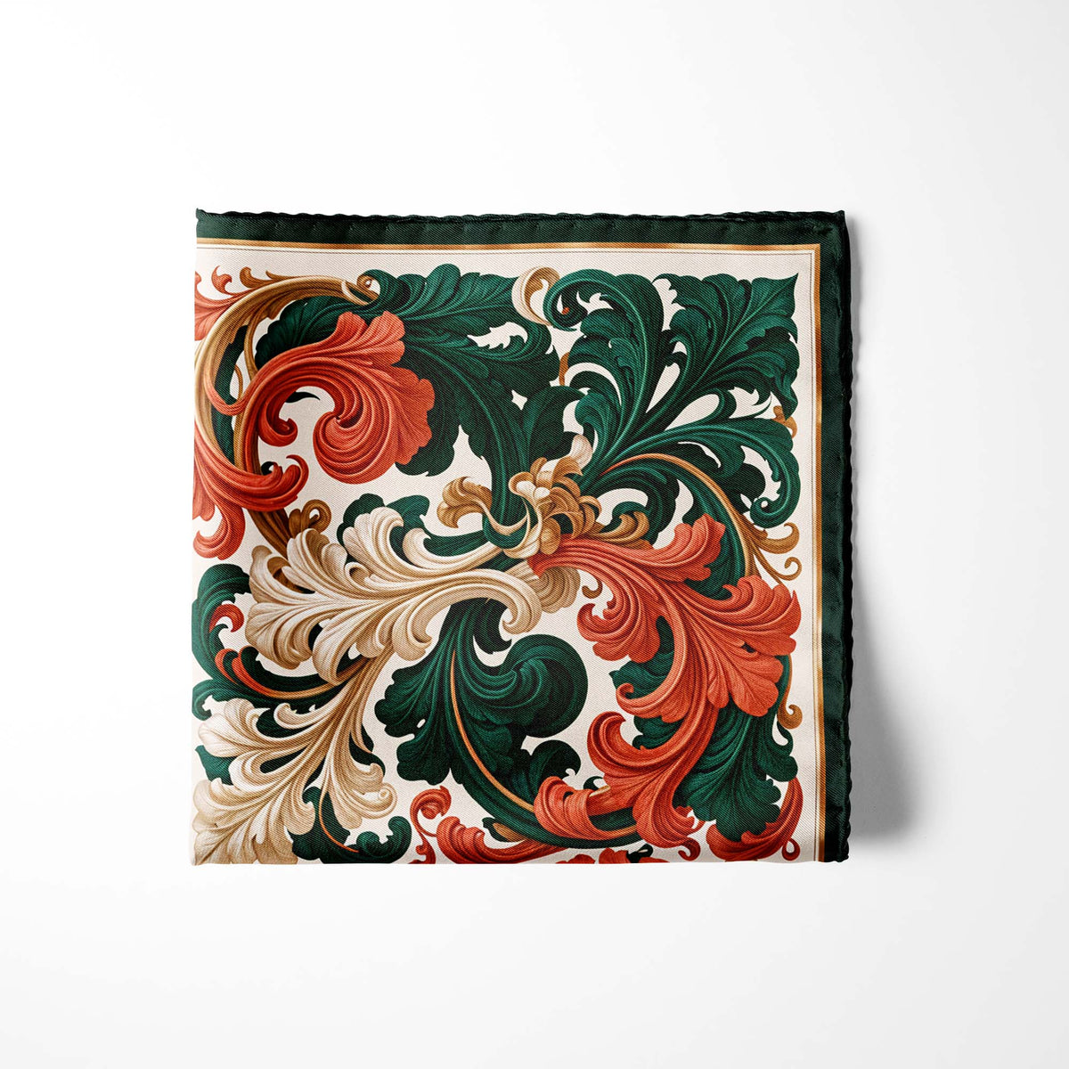FLORENTINE LEAF SILK POCKET SQUARE