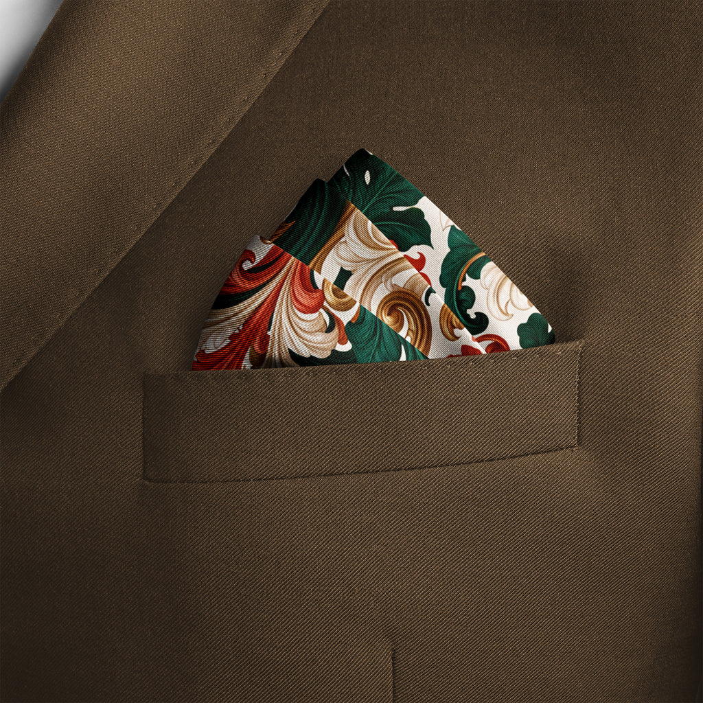 FLORENTINE LEAF SILK POCKET SQUARE