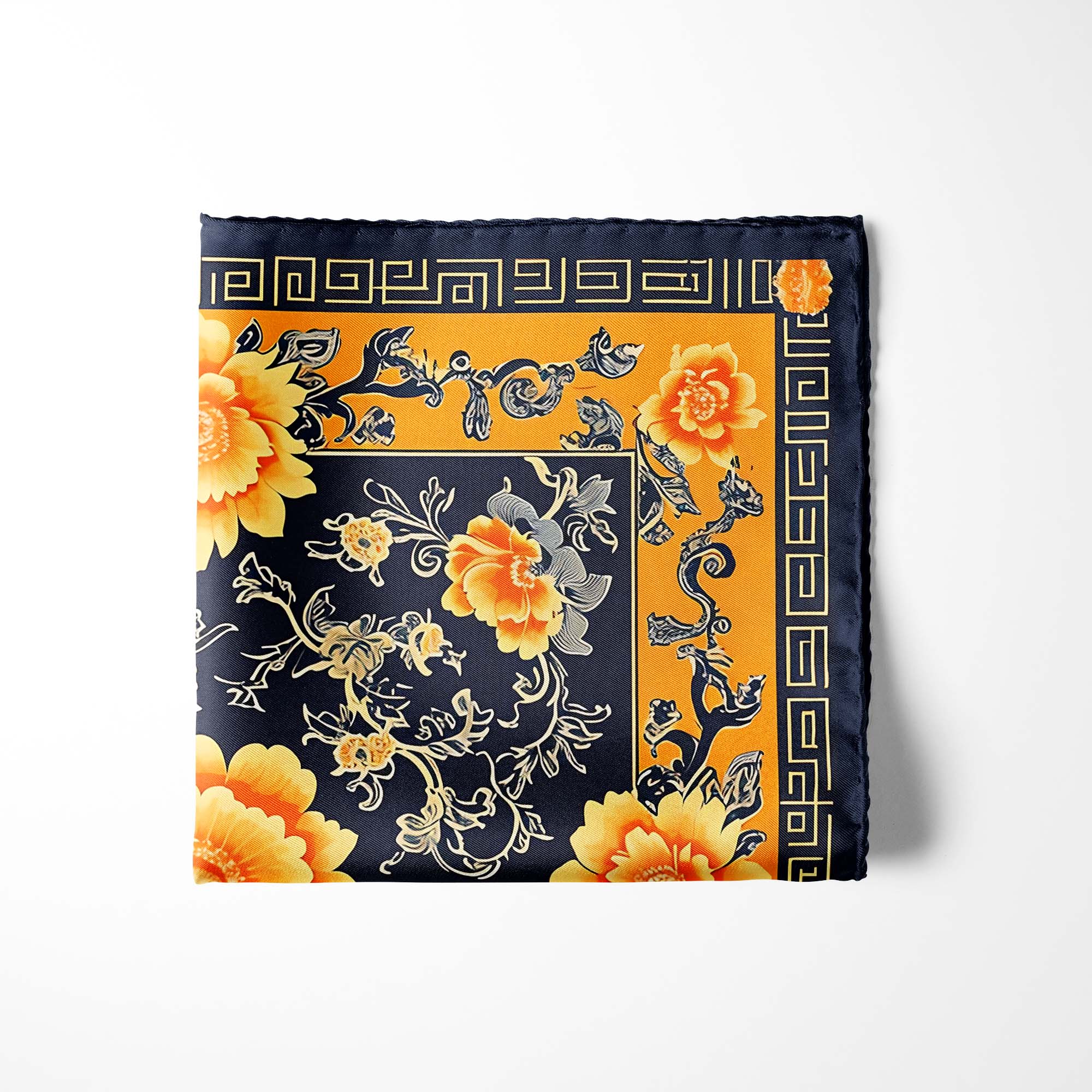 FLOWERS FOLIAGE SILK POCKET SQUARE