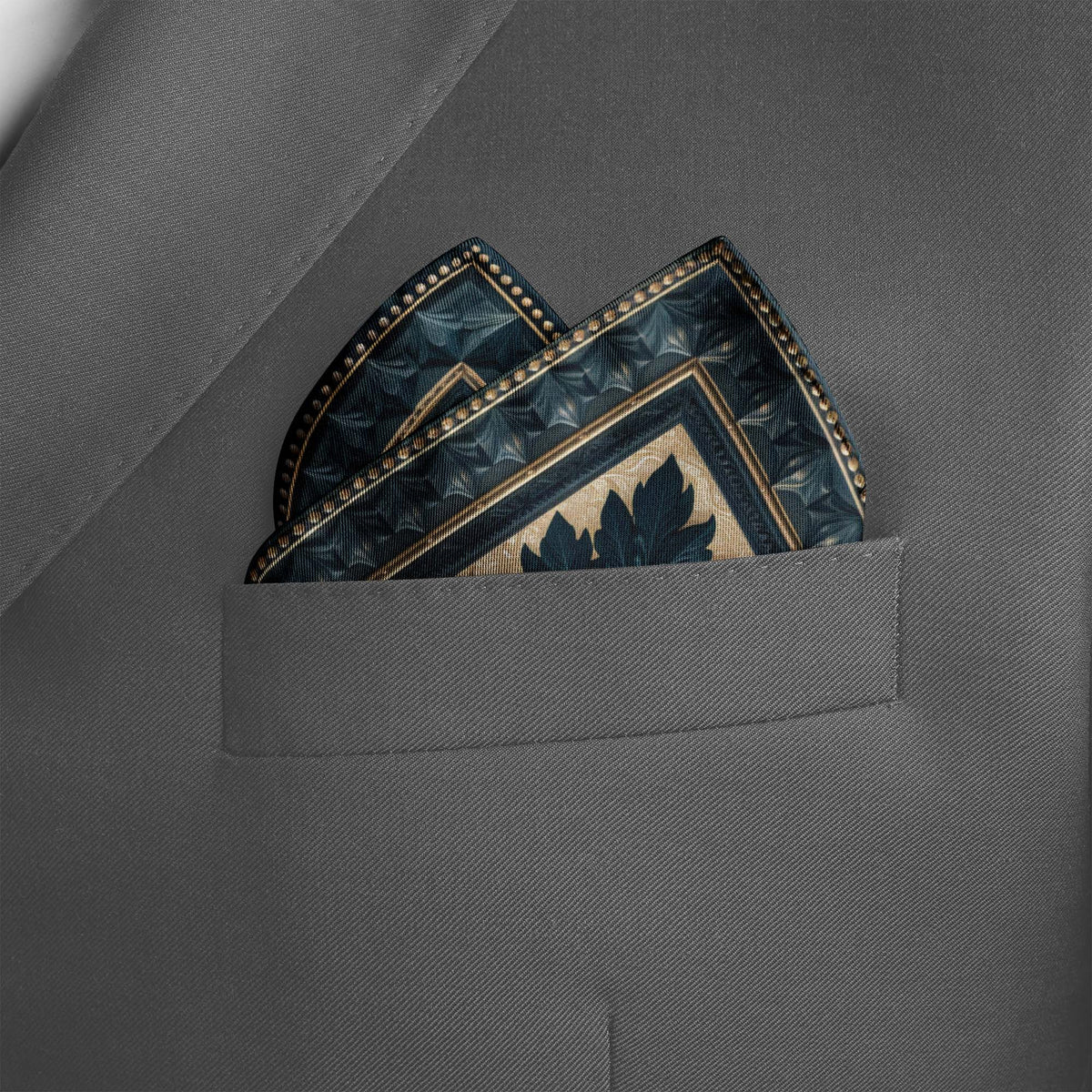 FOLIAGE ACANTHUS SILK POCKET SQUARE