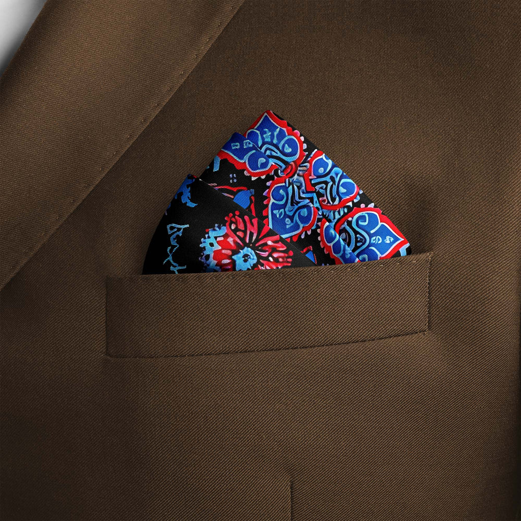 FOLKART QUILT SILK POCKET SQUARE
