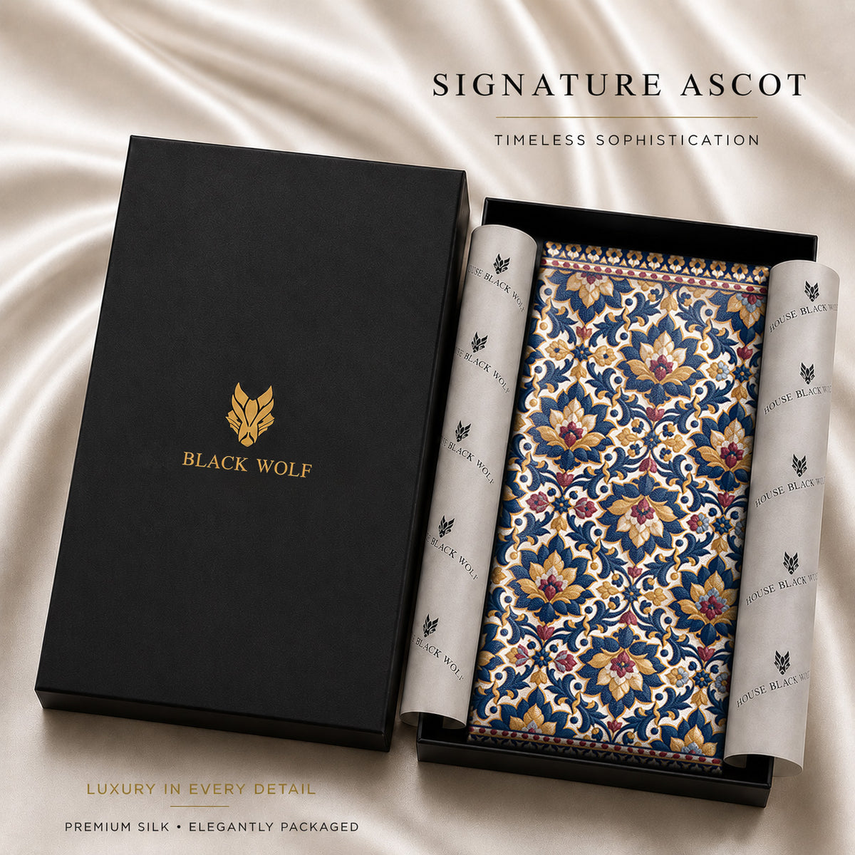 GILDED ECLIPSE SILK ASCOT – PREMIUM COLLECTION