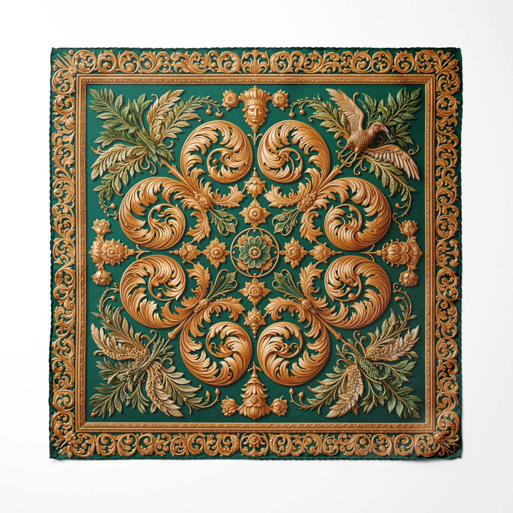 GILDED VERDURE SILK POCKET SQUARE