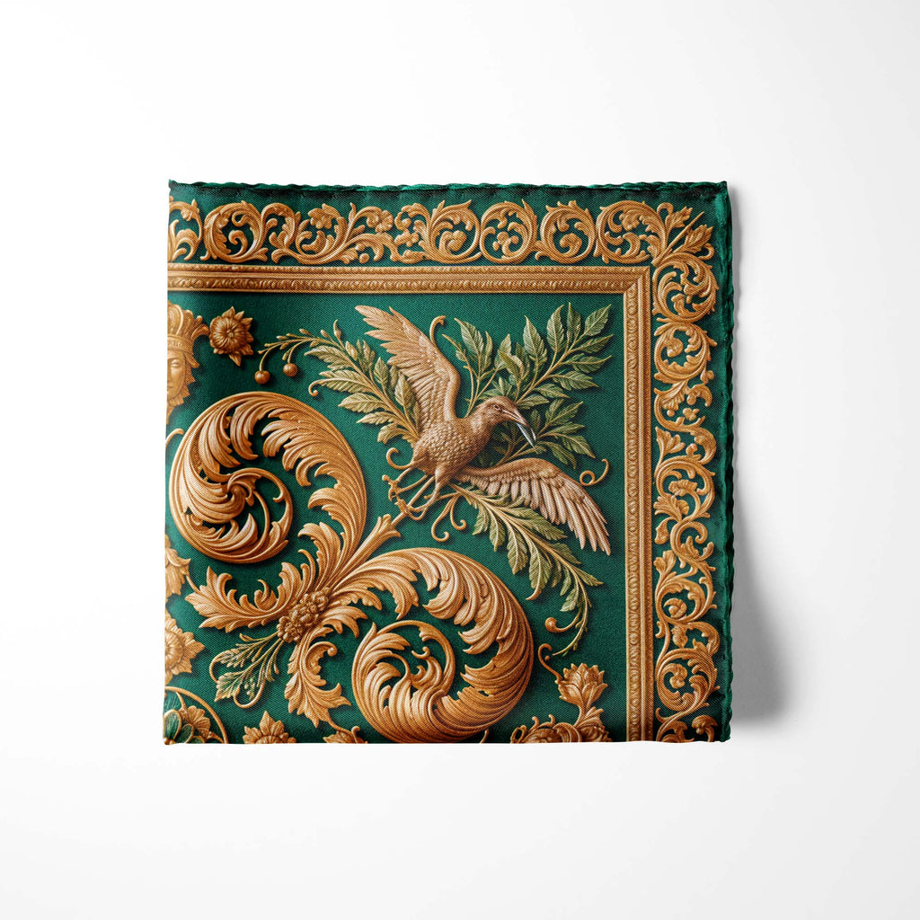 GILDED VERDURE SILK POCKET SQUARE