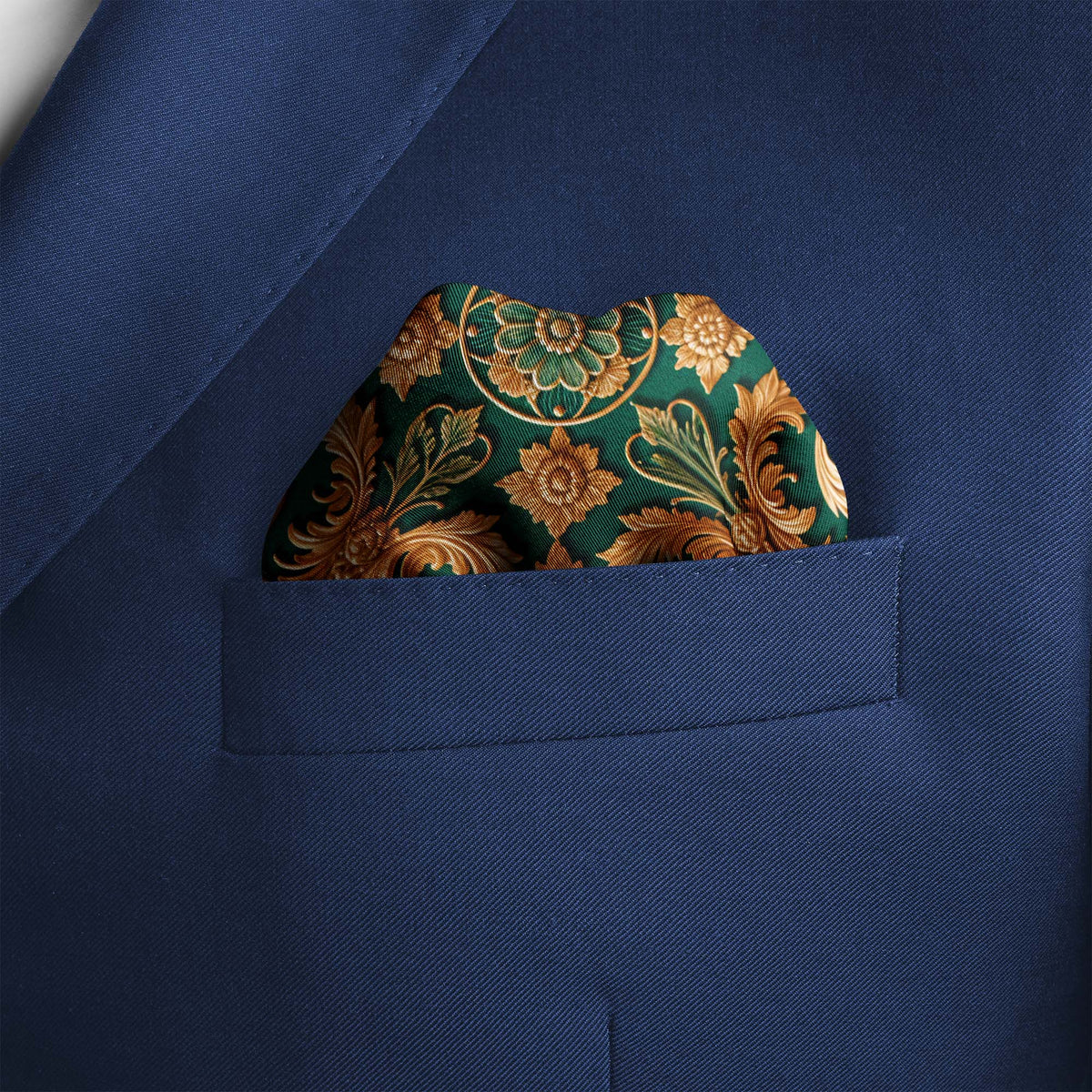 GILDED VERDURE SILK POCKET SQUARE