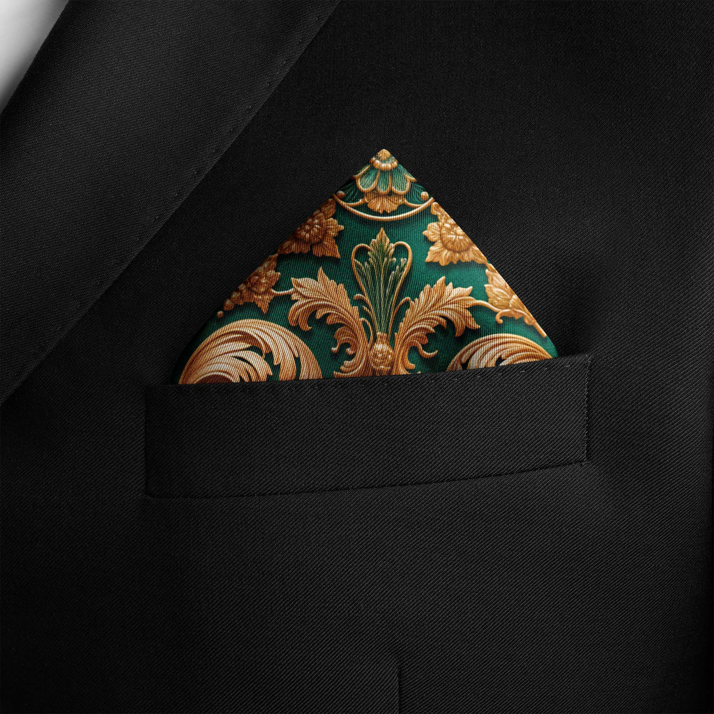 GILDED VERDURE SILK POCKET SQUARE
