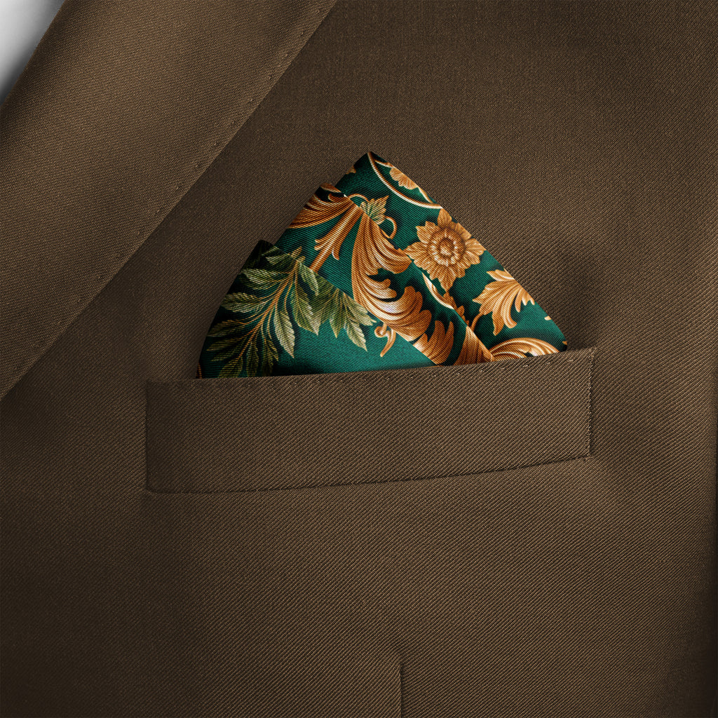 GILDED VERDURE SILK POCKET SQUARE