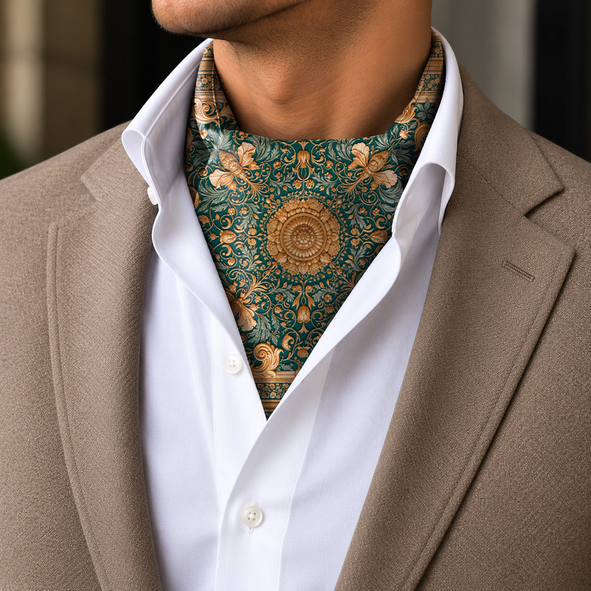 GOLDEN EDEN SILK ASCOT – PREMIUM COLLECTION
