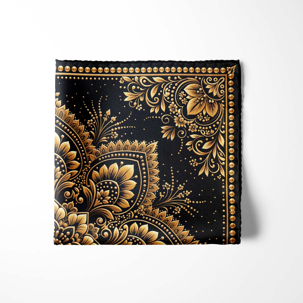 GOLDEN LOTUS SILK POCKET SQUARE