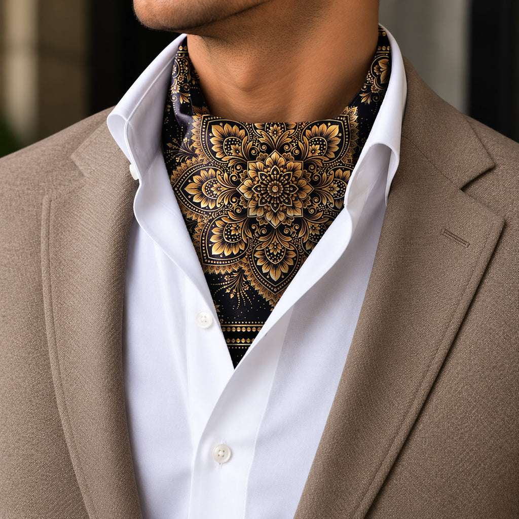 GOLDEN LOTUS SILK ASCOT – PREMIUM COLLECTION