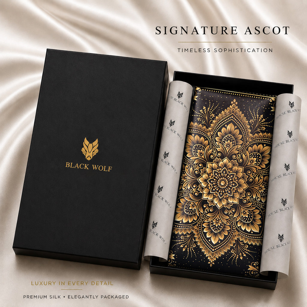 GOLDEN LOTUS SILK ASCOT – PREMIUM COLLECTION