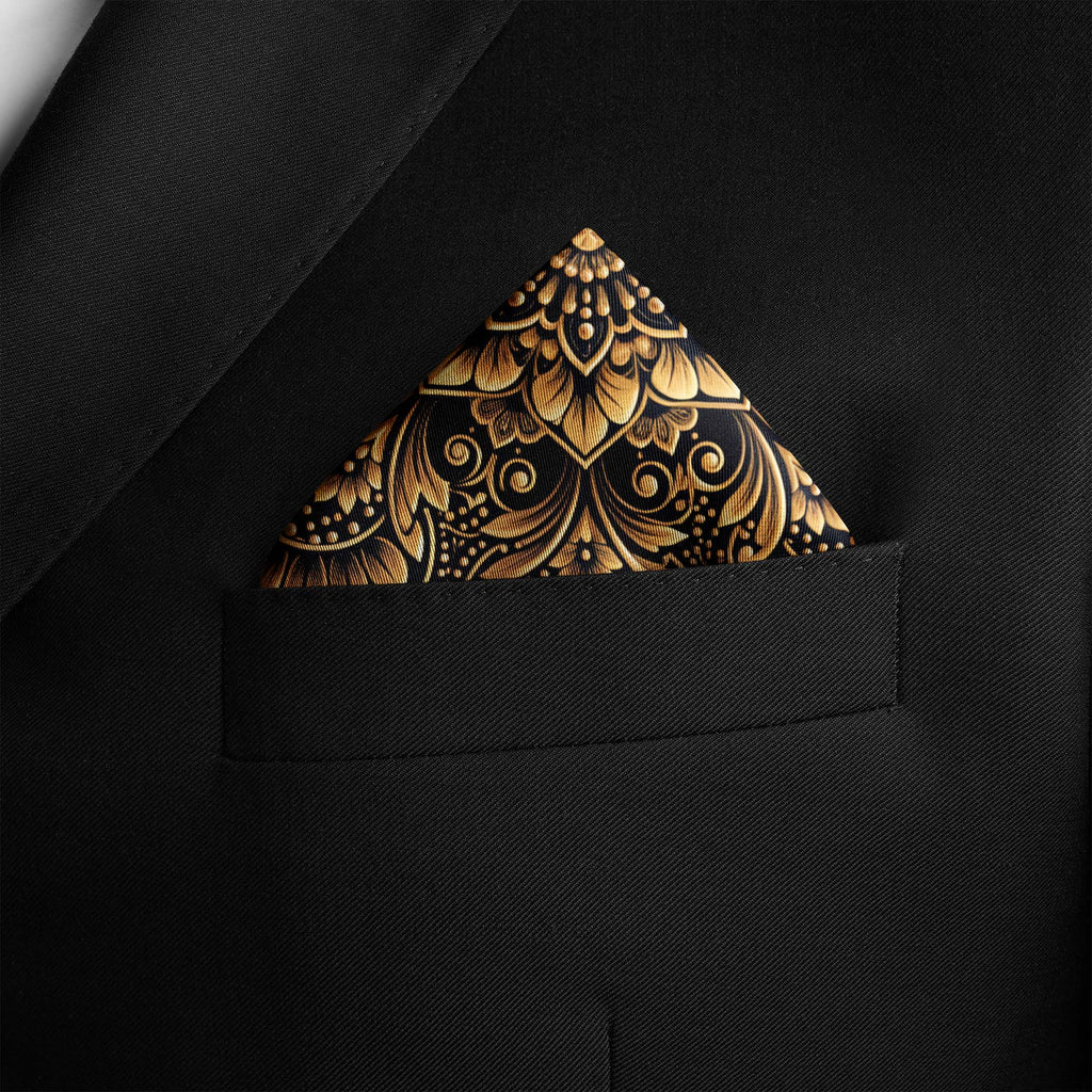 GOLDEN LOTUS SILK POCKET SQUARE