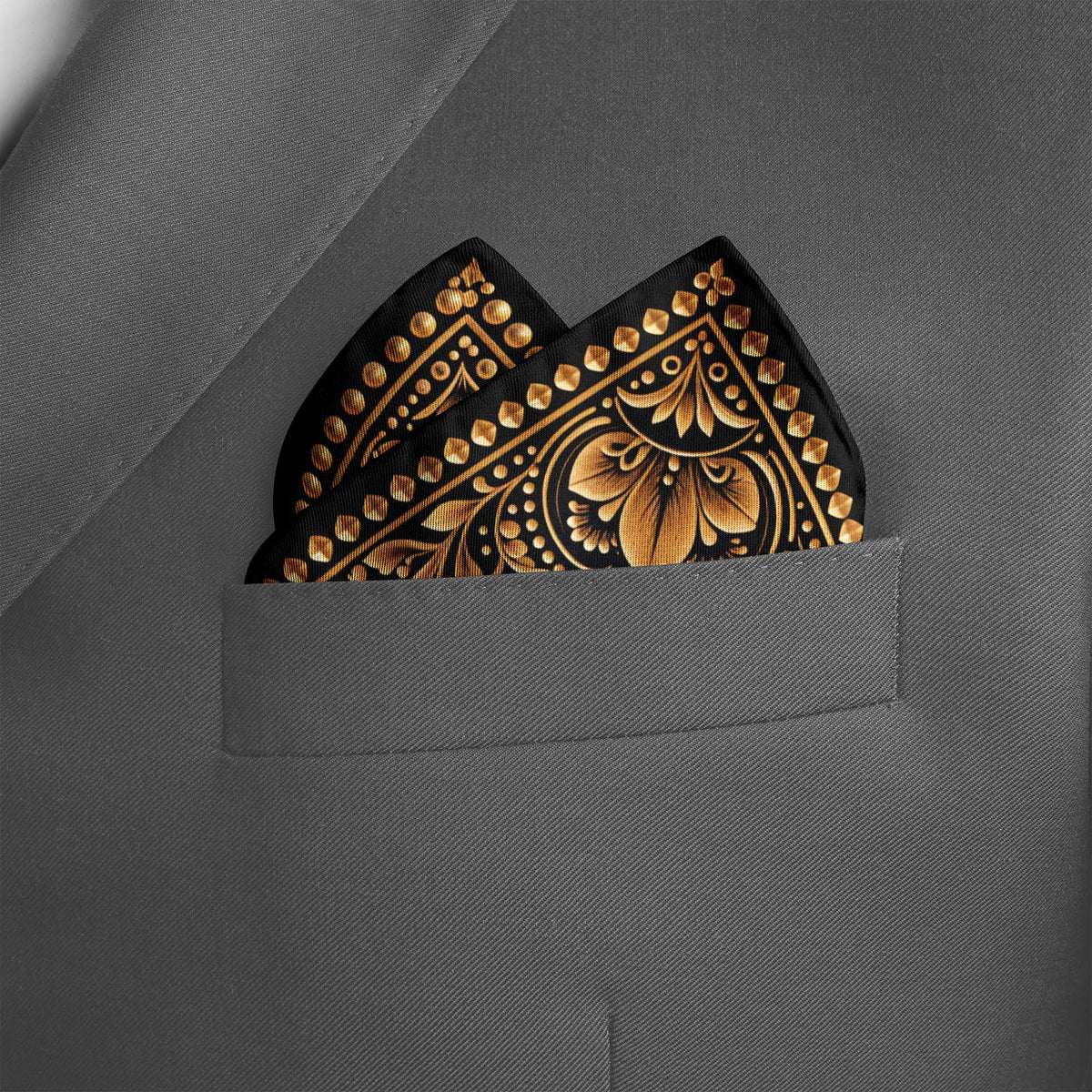 GOLDEN LOTUS SILK POCKET SQUARE