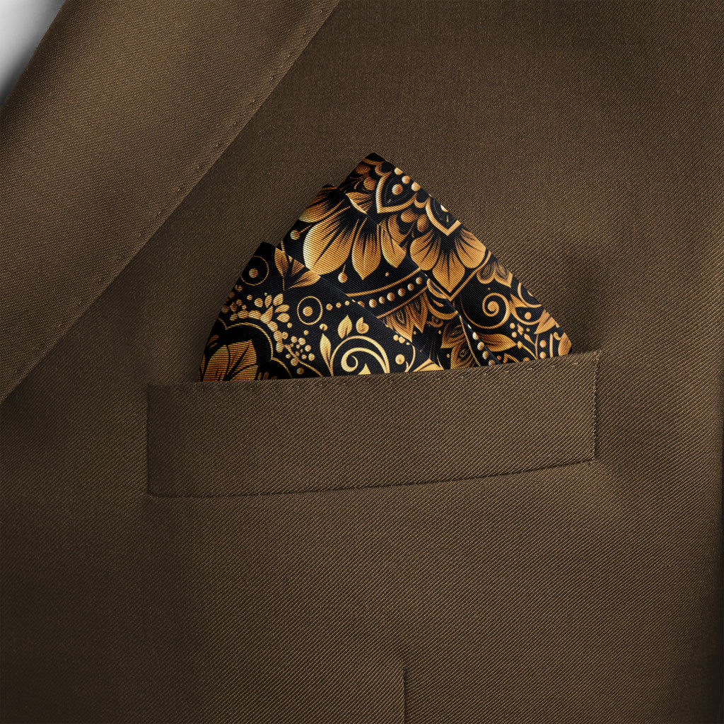 GOLDEN LOTUS SILK POCKET SQUARE