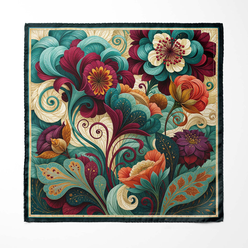 JADE BERRY GARDEN SILK POCKET SQUARE