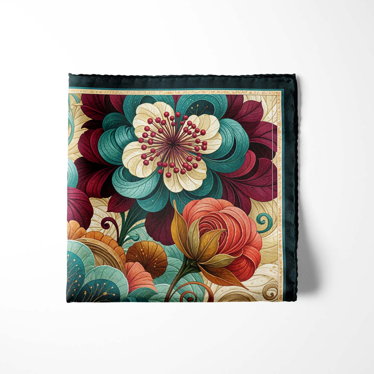 JADE BERRY GARDEN SILK POCKET SQUARE
