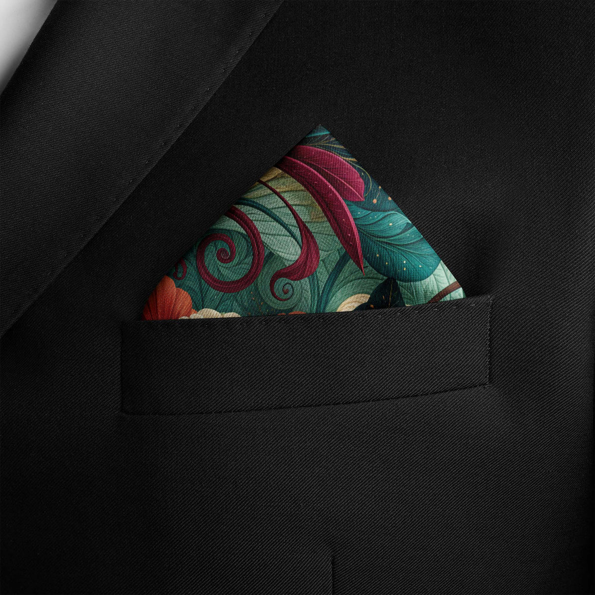 JADE BERRY GARDEN SILK POCKET SQUARE