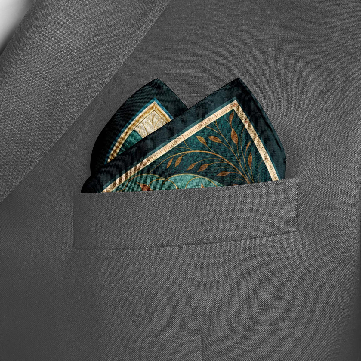 JADE BERRY GARDEN SILK POCKET SQUARE