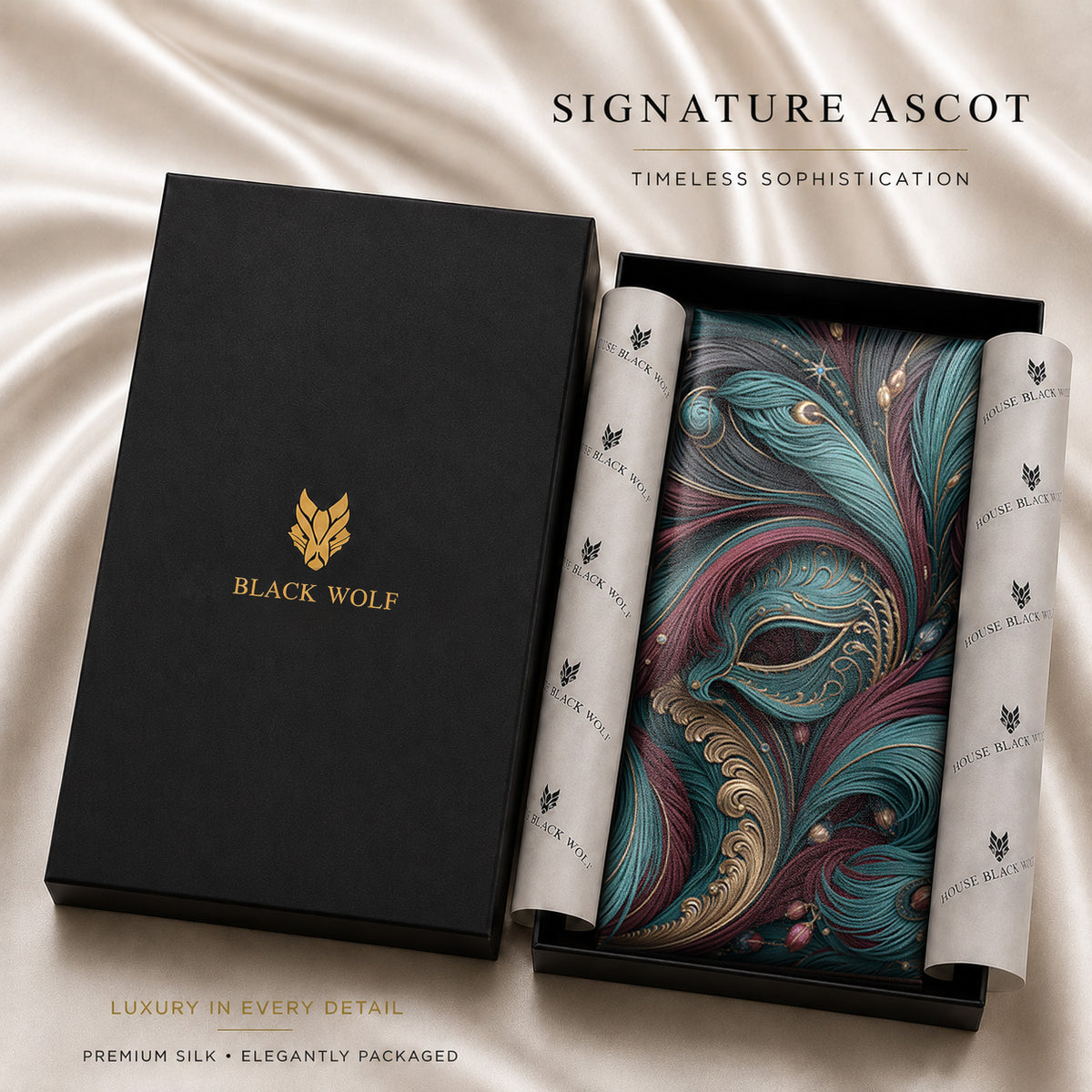 MAJESTIC PLUME SILK ASCOT – PREMIUM COLLECTION