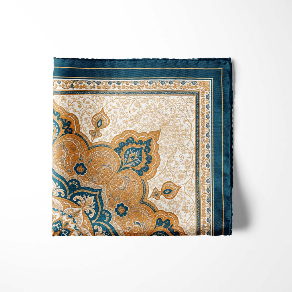 MARRAKESH IVORY SILK POCKET SQUARE