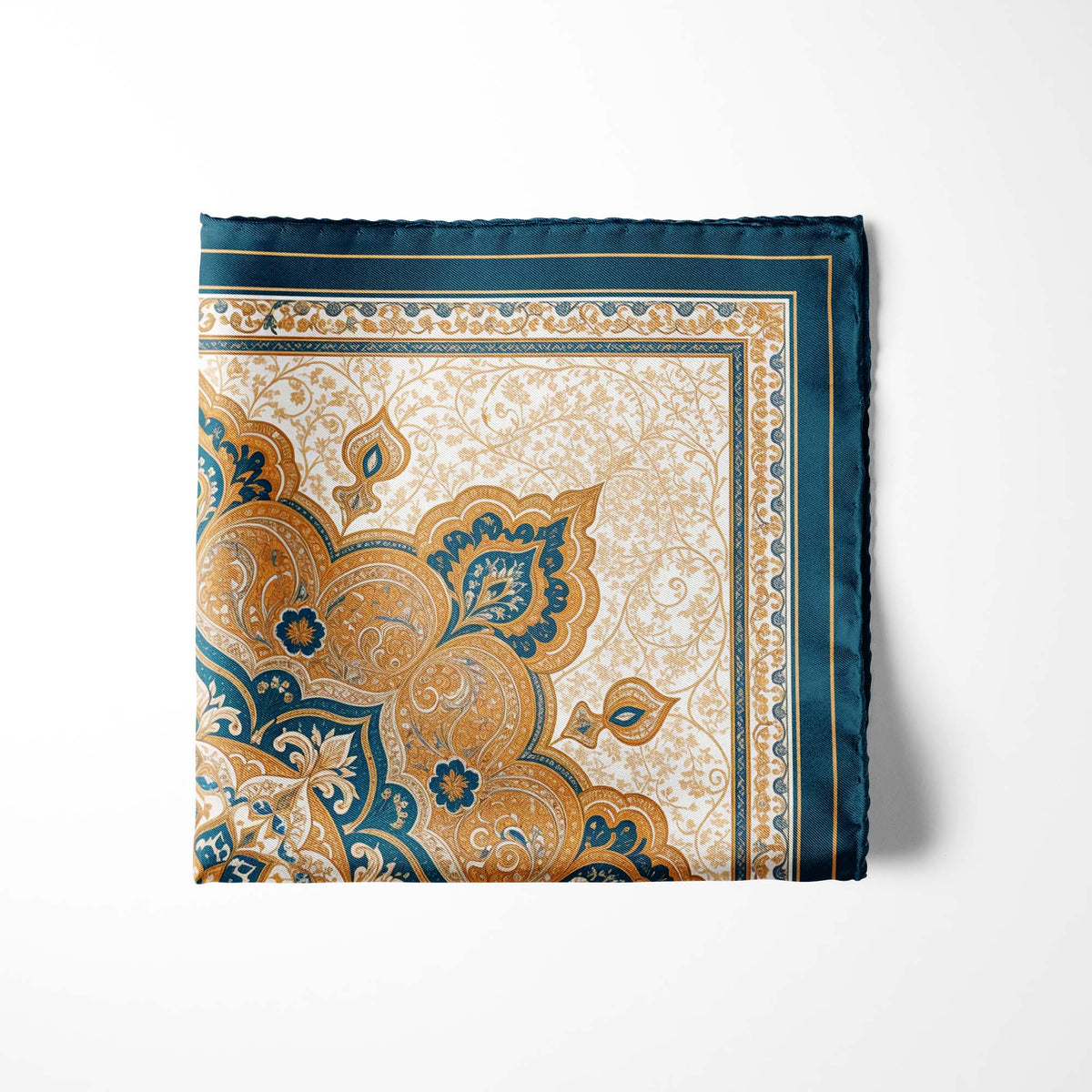 MARRAKESH IVORY SILK POCKET SQUARE