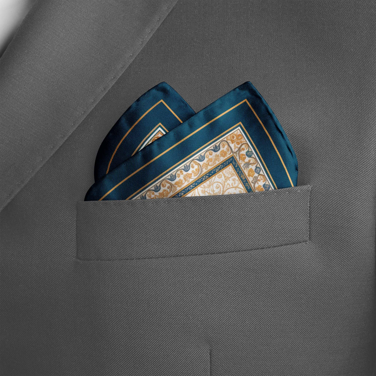 MARRAKESH IVORY SILK POCKET SQUARE
