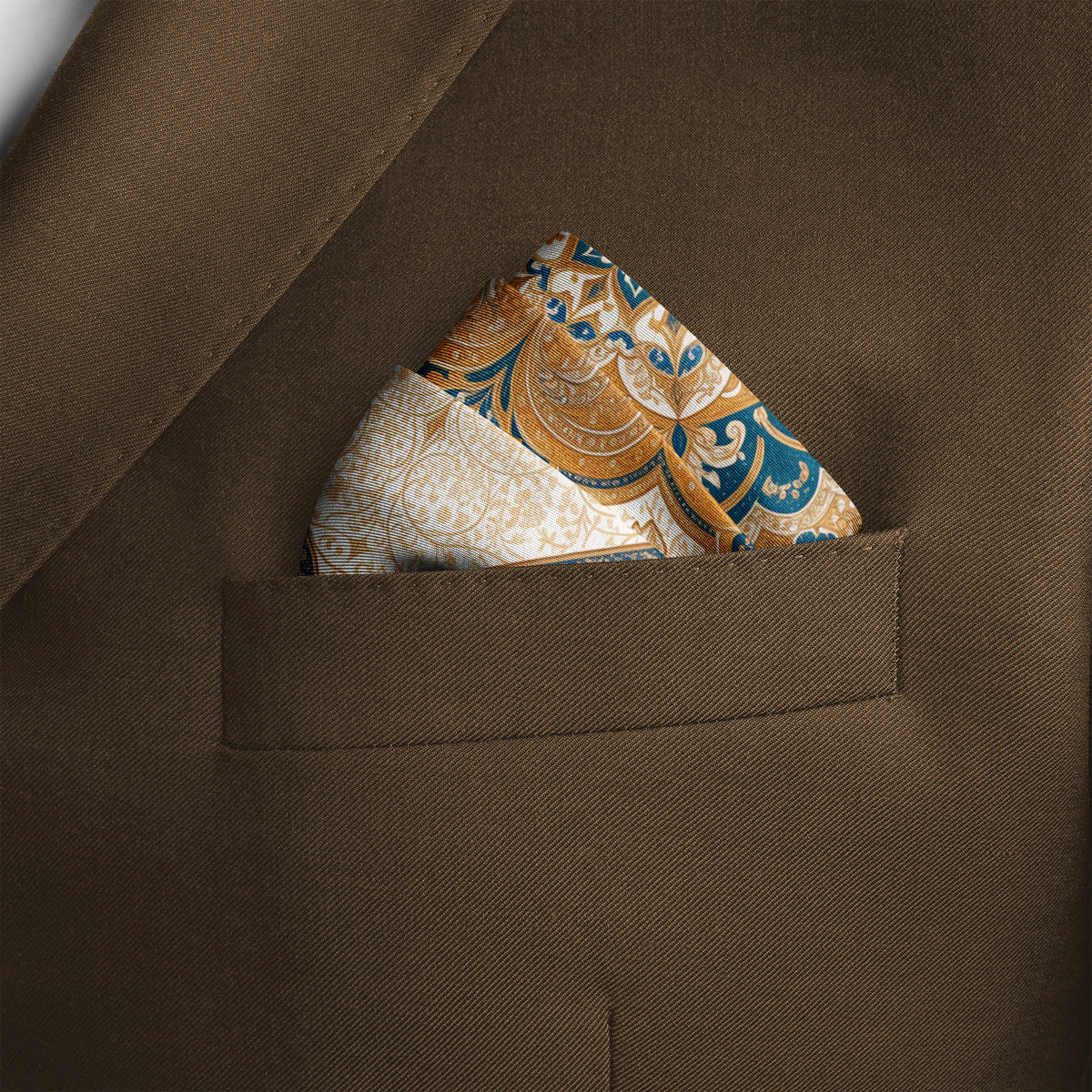 MARRAKESH IVORY SILK POCKET SQUARE