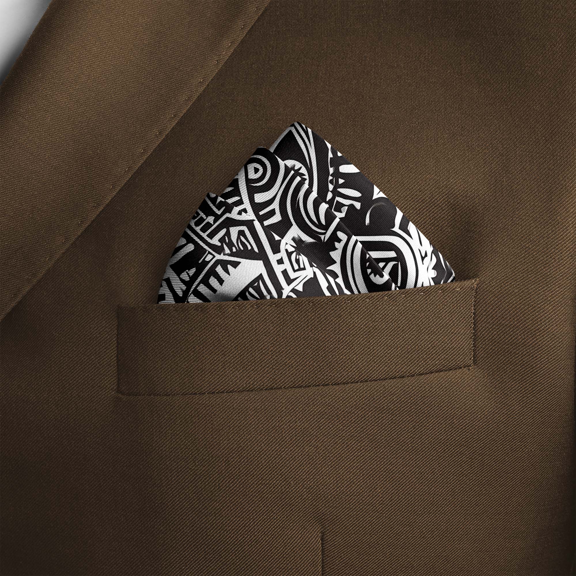 MAYAN PATTERN SILK POCKET SQUARE