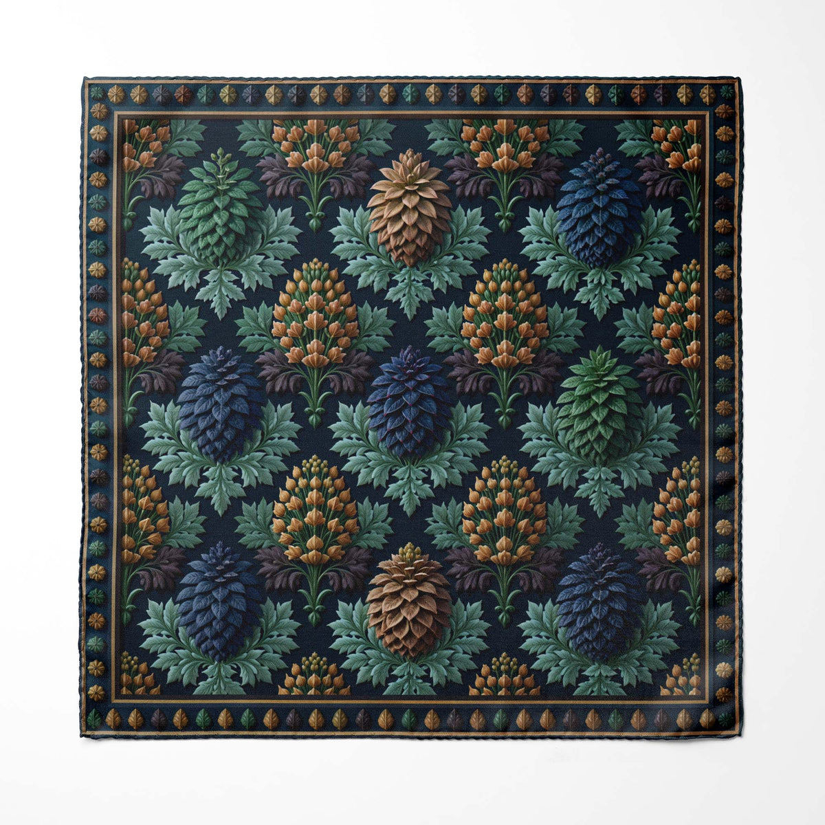 MIDNIGHT BOTANICA SILK POCKET SQUARE