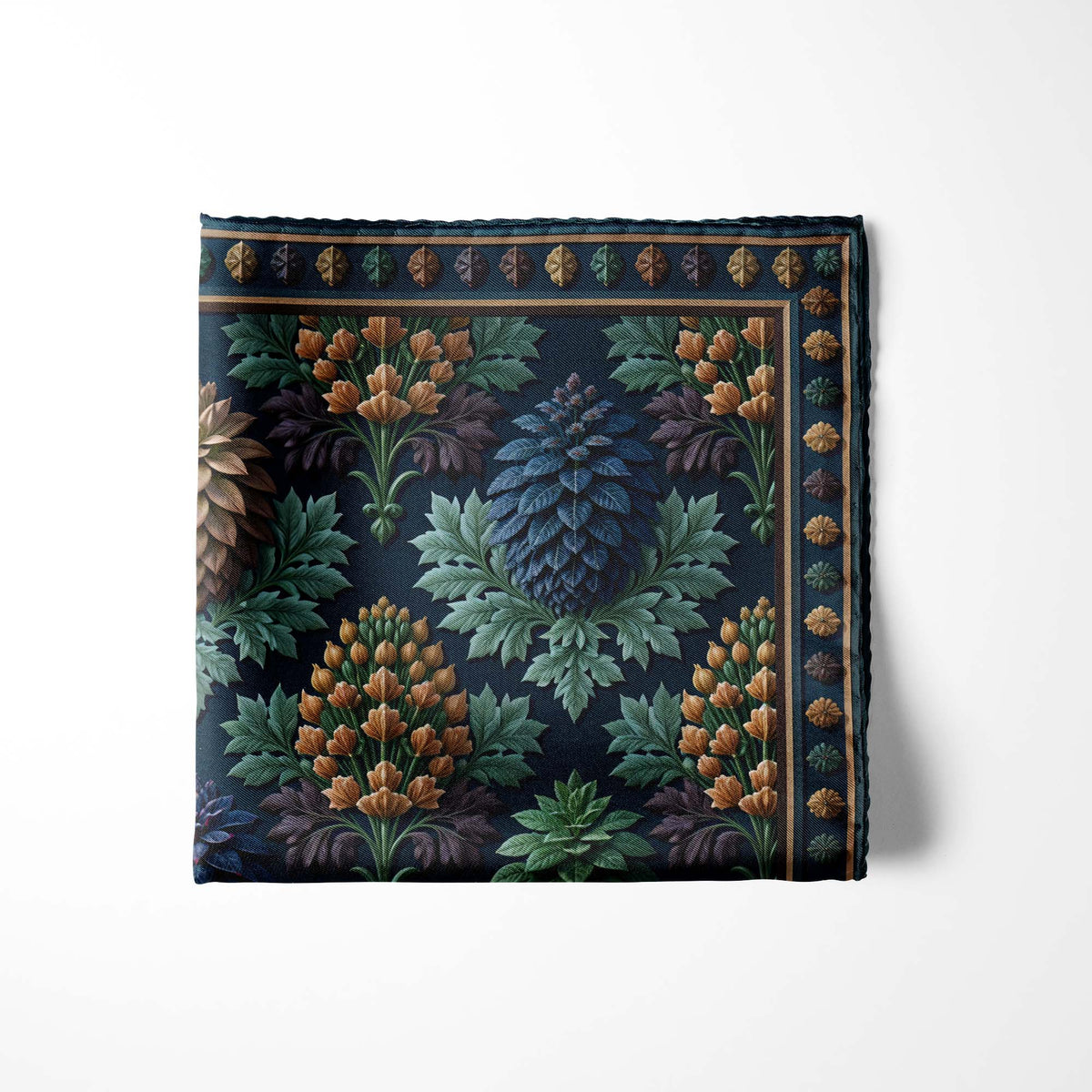 MIDNIGHT BOTANICA SILK POCKET SQUARE