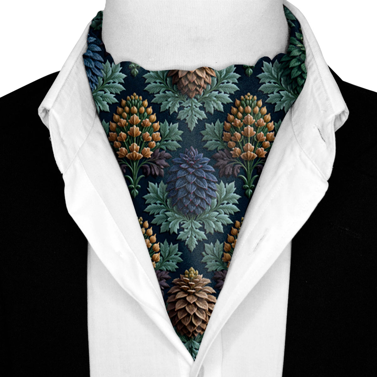 MIDNIGHT BOTANICA SILK ASCOT – PREMIUM COLLECTION