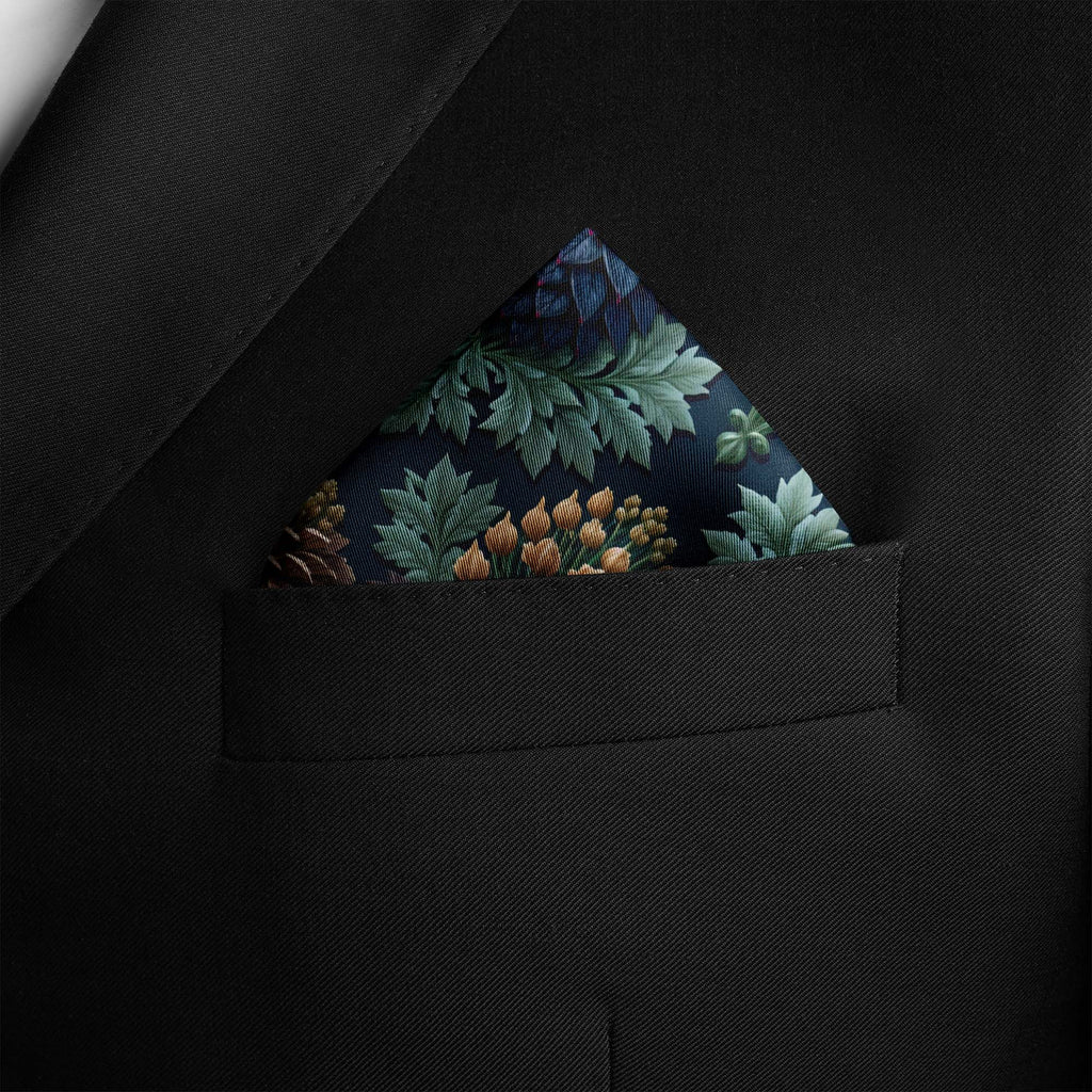 MIDNIGHT BOTANICA SILK POCKET SQUARE