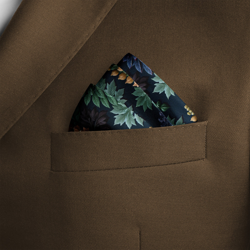 MIDNIGHT BOTANICA SILK POCKET SQUARE
