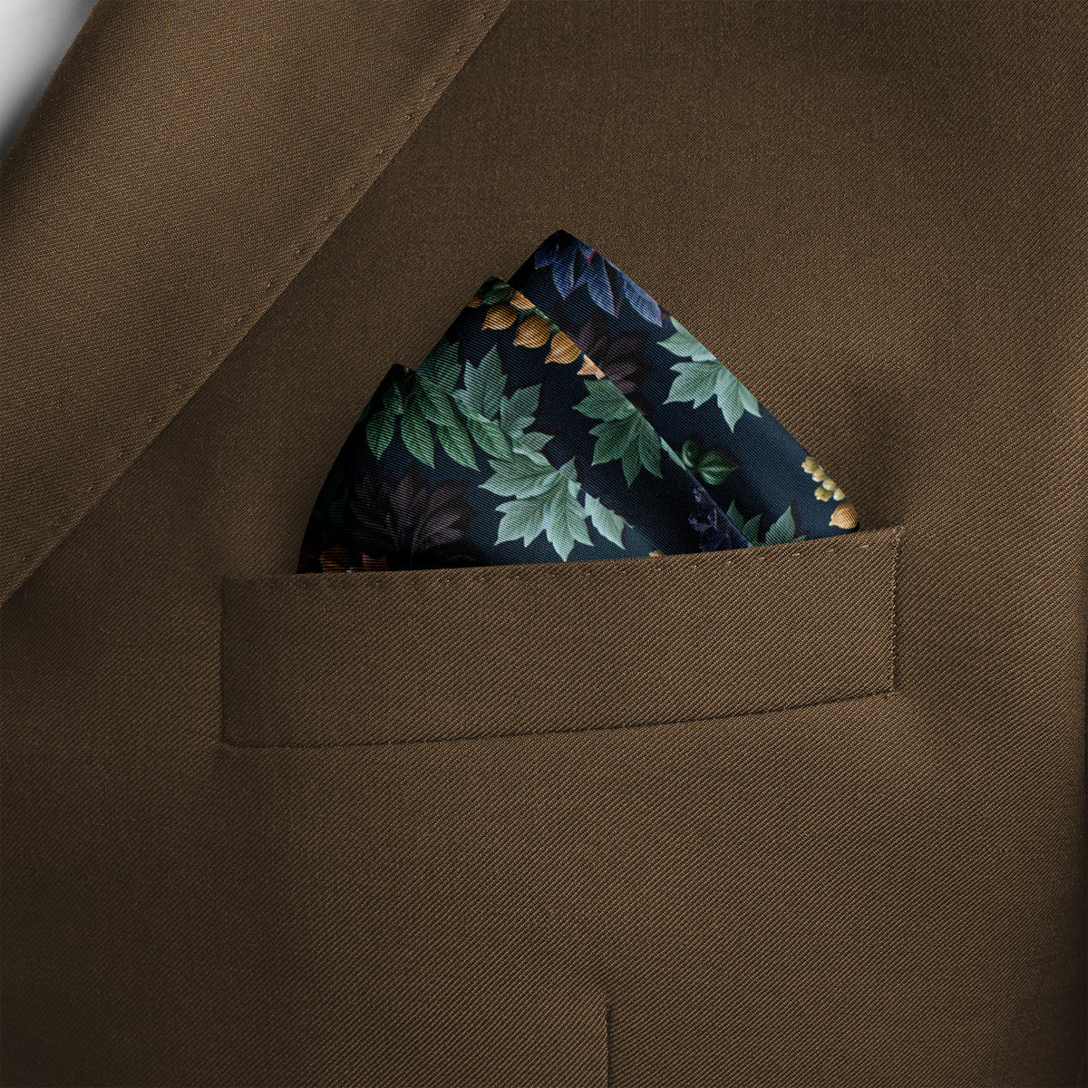 MIDNIGHT BOTANICA SILK POCKET SQUARE