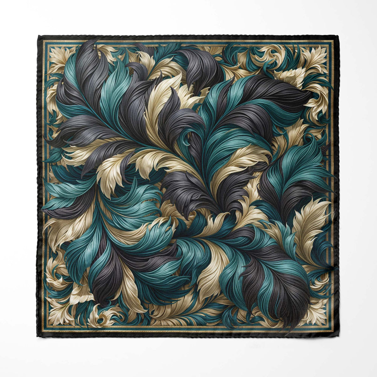 MIDNIGHT LEAVES SILK POCKET SQUARE