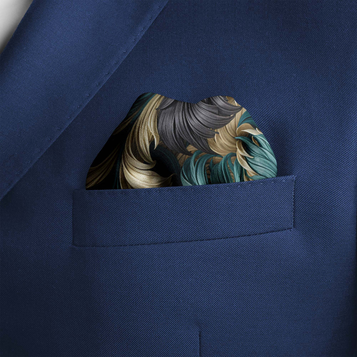 MIDNIGHT LEAVES SILK POCKET SQUARE