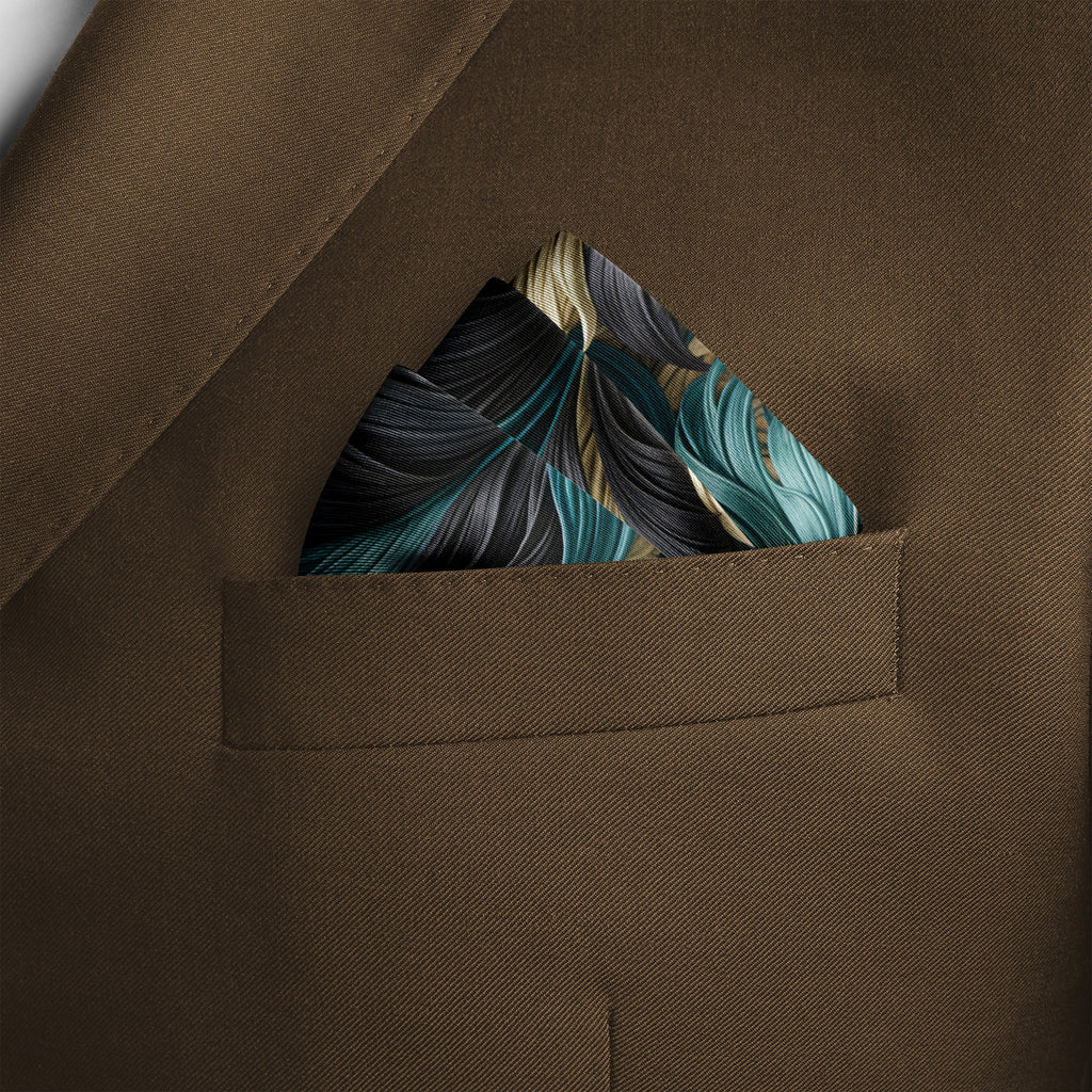 MIDNIGHT LEAVES SILK POCKET SQUARE