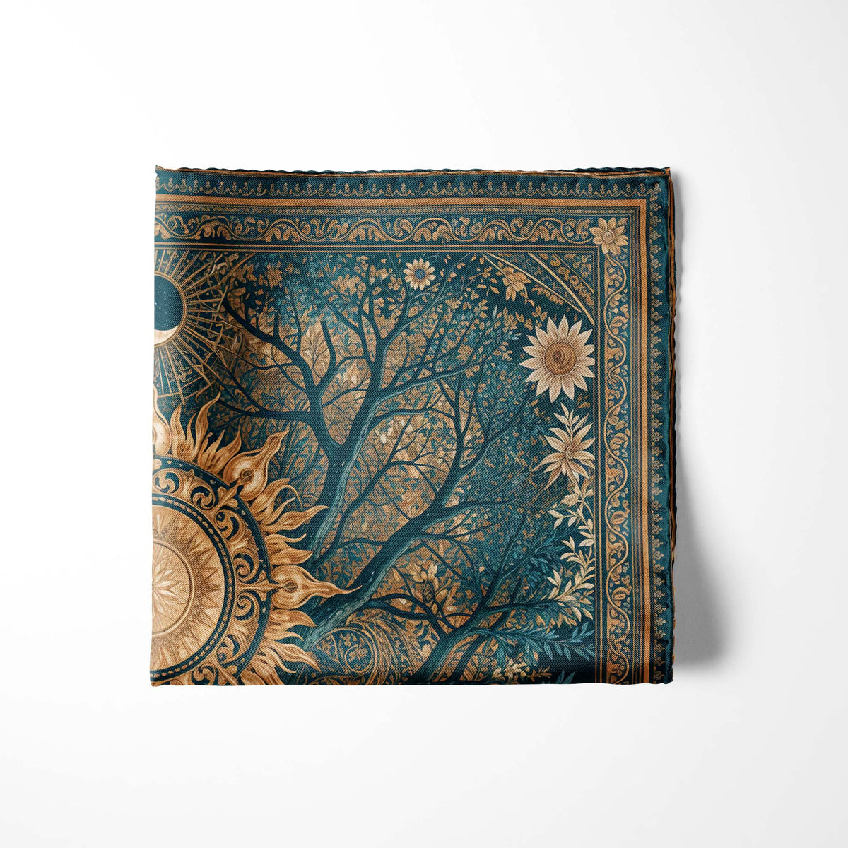 MOONLIT TREE SILK POCKET SQUARE