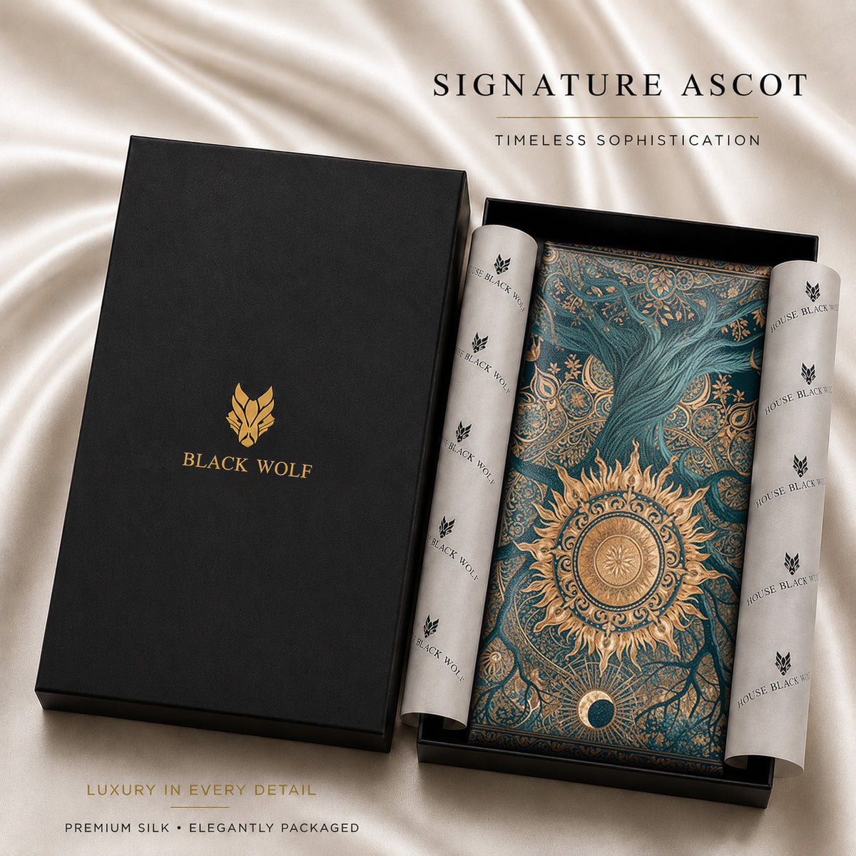 MOONLIT TREE SILK ASCOT – PREMIUM COLLECTION