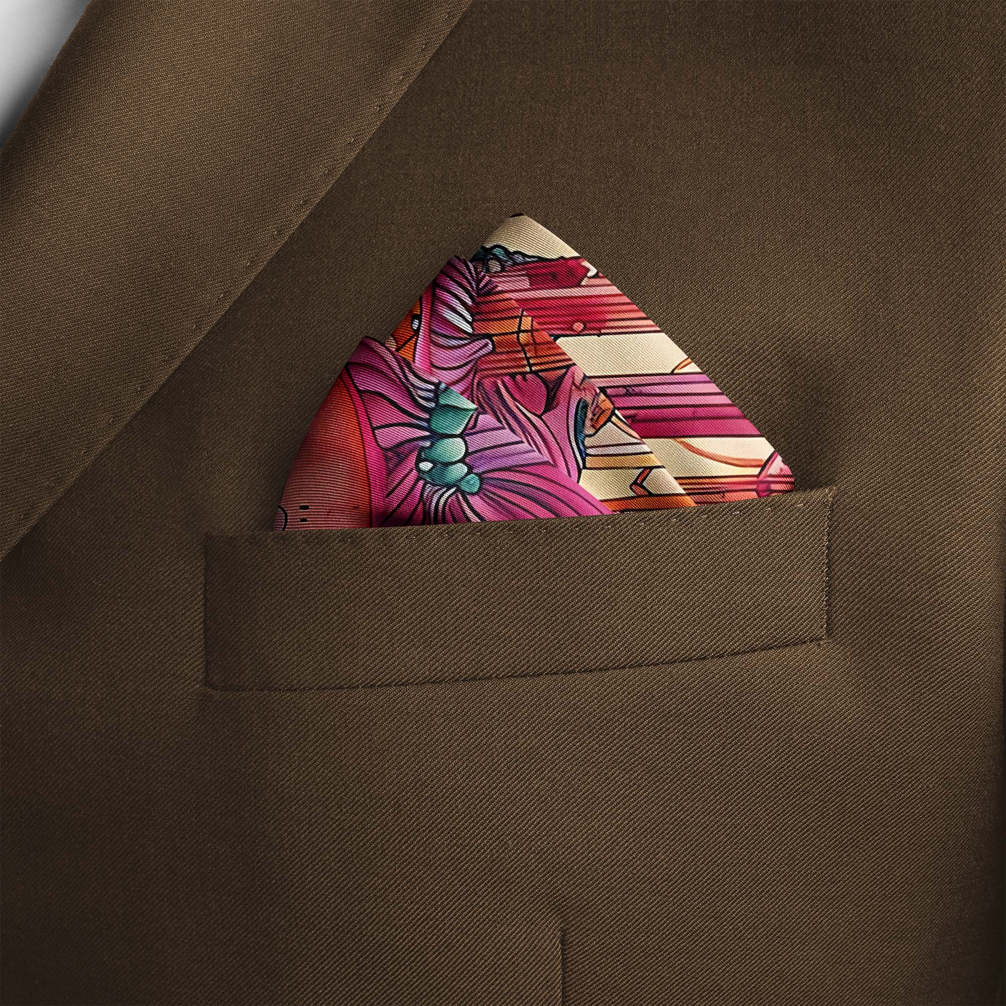 MUSHROOM HEAD SILK POCKET SQUARE