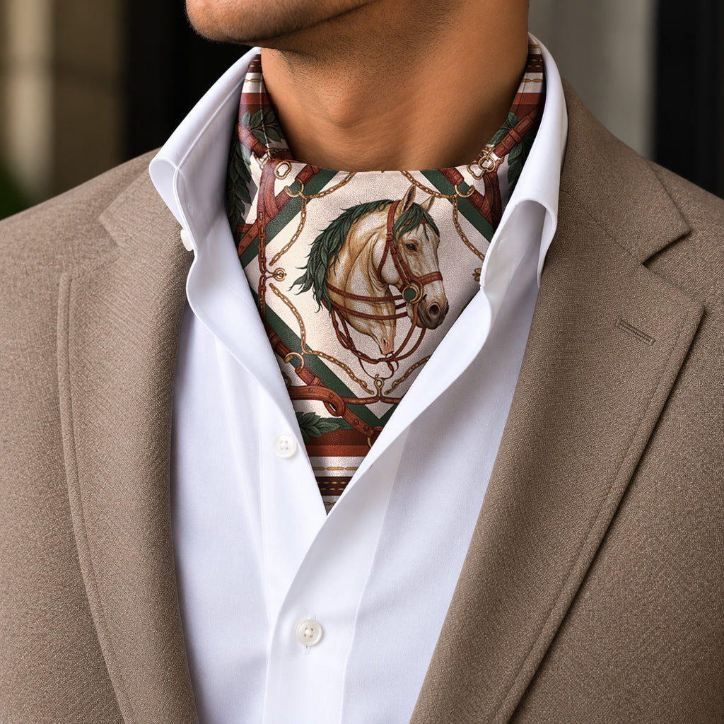 NOBLE SADDLE EMBLEM SILK ASCOT – PREMIUM COLLECTION