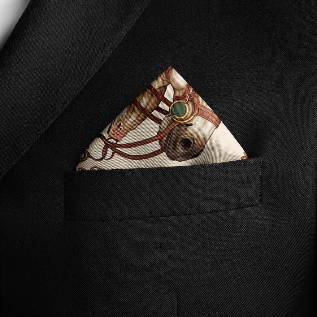 NOBLE SADDLE EMBLEM SILK POCKET SQUARE