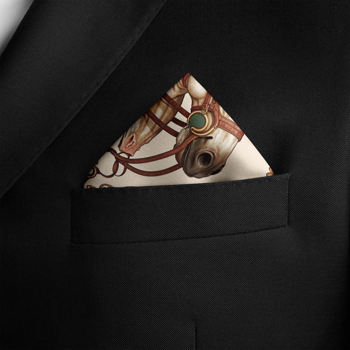 NOBLE SADDLE EMBLEM SILK POCKET SQUARE