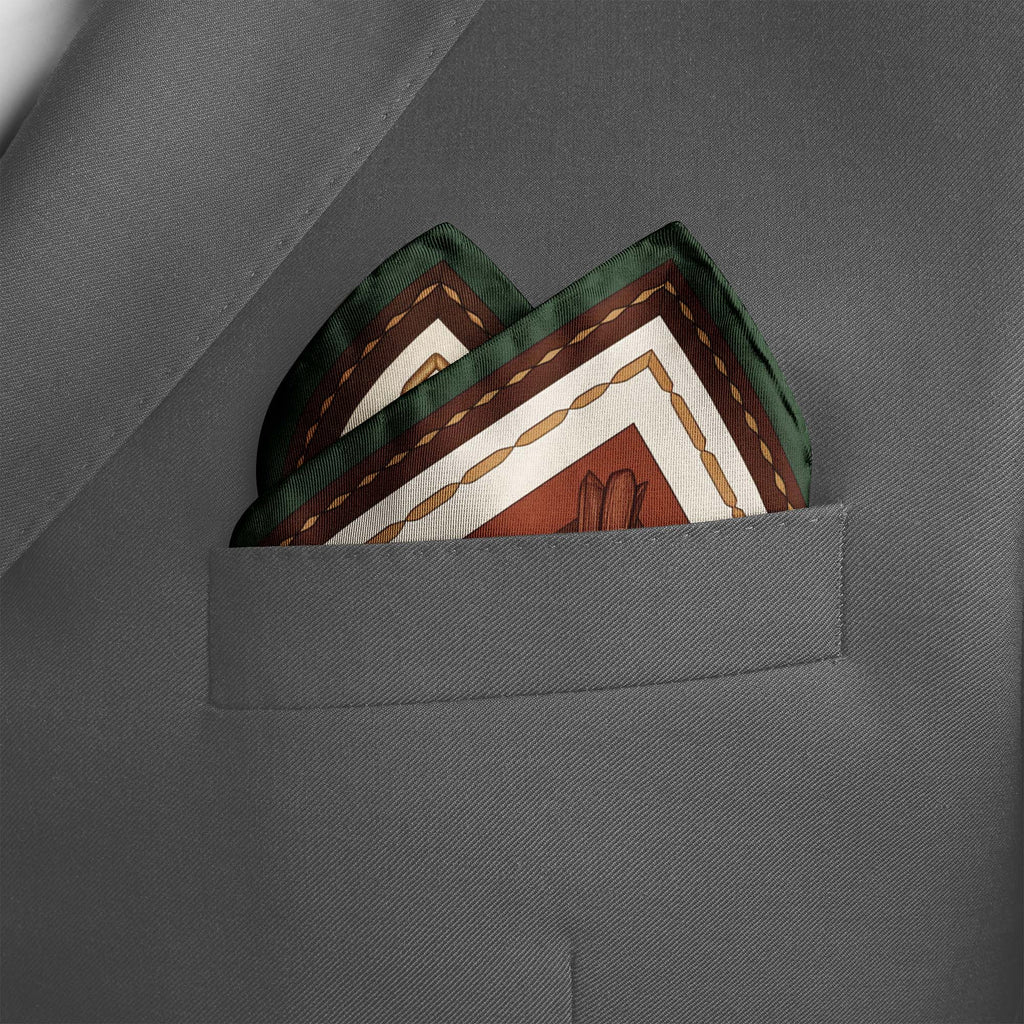 NOBLE SADDLE EMBLEM SILK POCKET SQUARE