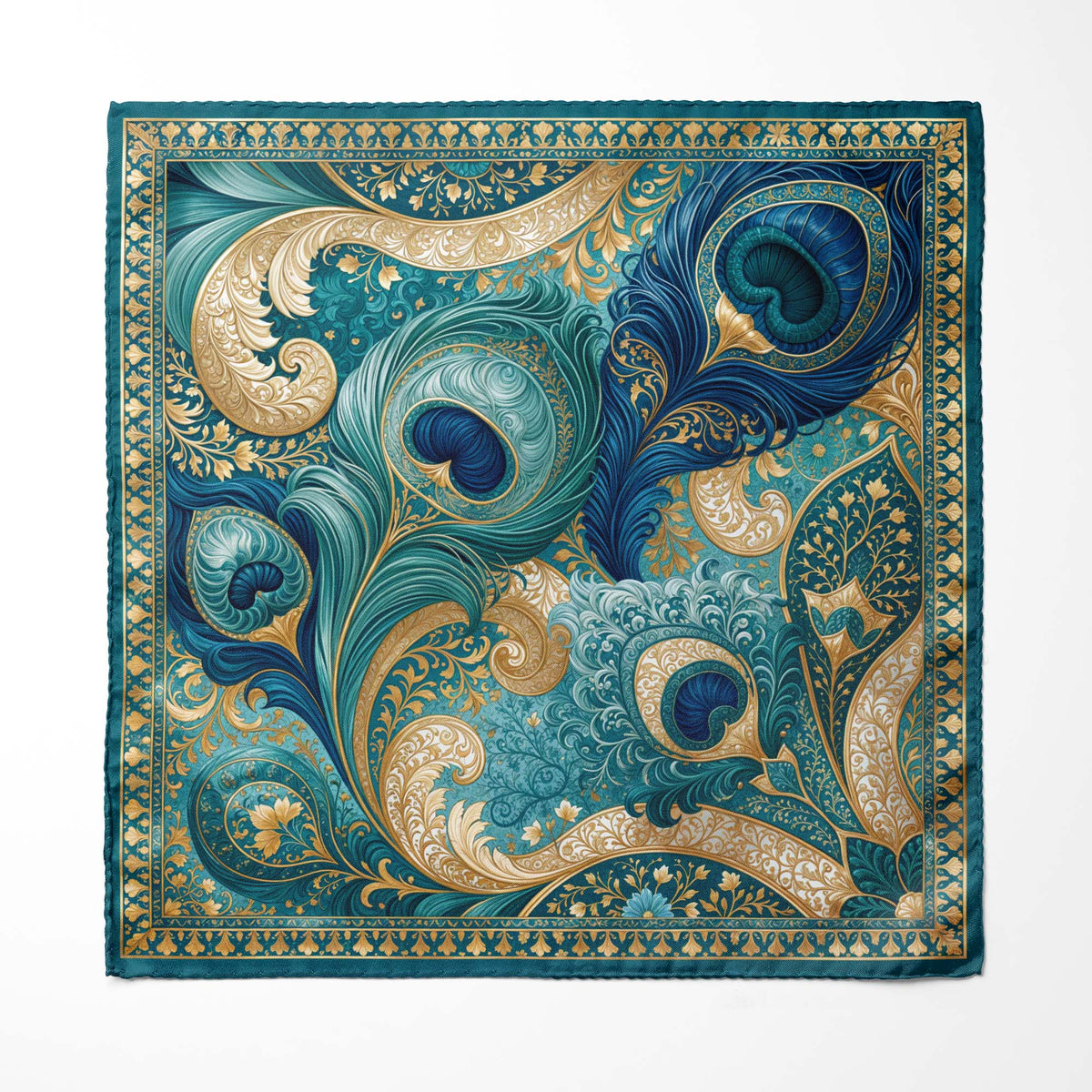 OPAL PEACOCK SILK POCKET SQUARE